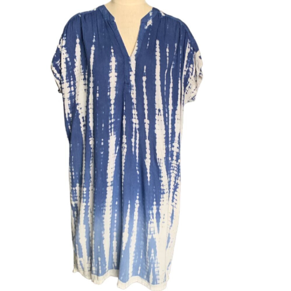 Sweet Magnolia Dress Ombre Tie Dye V-Neck Short Sleeve Lagenlook Sz M‎ #101F